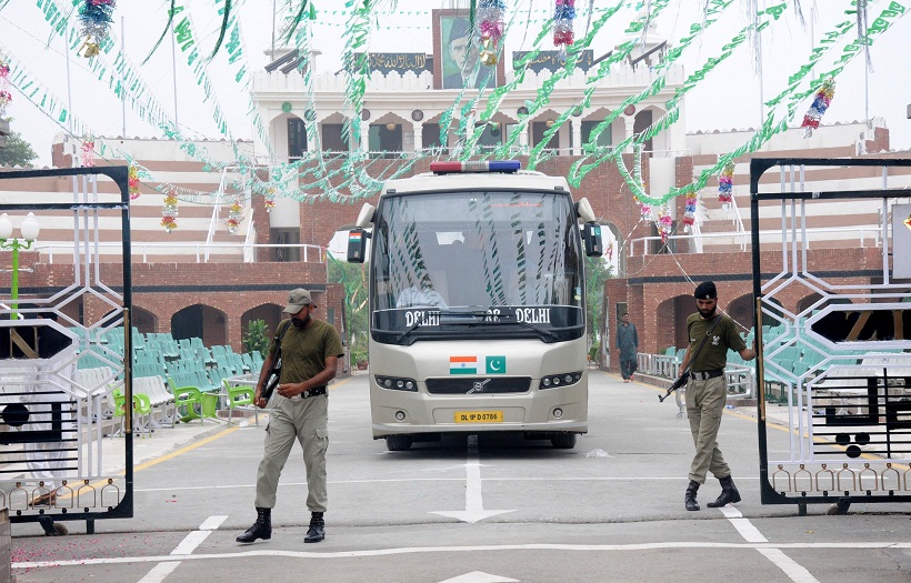 Attari-Wagah border: A Lahore-Delhi bus enter in India at Attari-Wagah border, on Aug 15, 2015. (Photo: IANS)