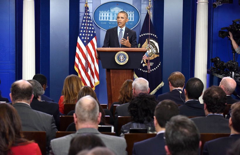 WASHINGTON, Barack Obama speaks during his final press conference as U.S. President at the White House in Washington D.Cthe White House in Washington D.C., the United States, on Jan. 18, 2017. (Xinhua/Yin Bogu)